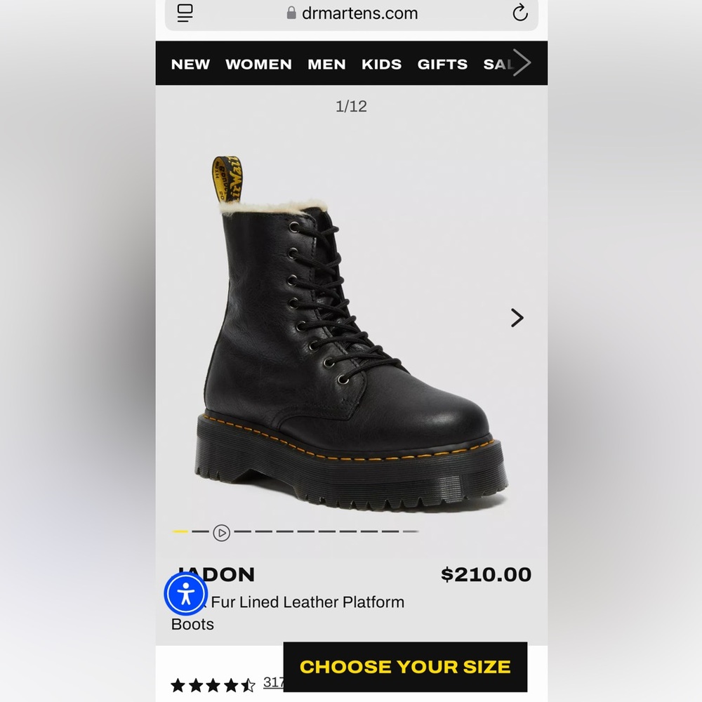 Dr. Martens Black Fur Lined Leather Platform Boots